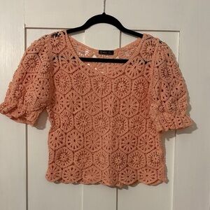 Very J Peach Crochet Blouse